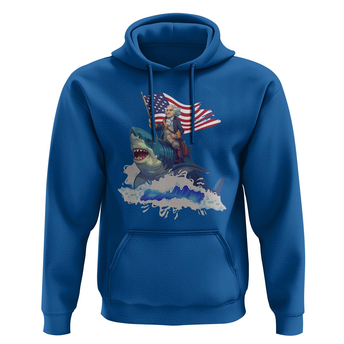 Funny 4th Of July Hoodie George Washington Riding Shark Patriotic Independence Day - Wonder Print Shop