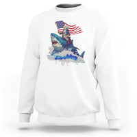 Funny 4th Of July Sweatshirt George Washington Riding Shark Patriotic Independence Day - Wonder Print Shop