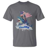 Funny 4th Of July T Shirt George Washington Riding Shark Patriotic Independence Day - Wonder Print Shop