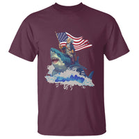 Funny 4th Of July T Shirt George Washington Riding Shark Patriotic Independence Day - Wonder Print Shop