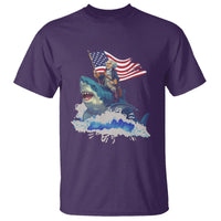 Funny 4th Of July T Shirt George Washington Riding Shark Patriotic Independence Day - Wonder Print Shop