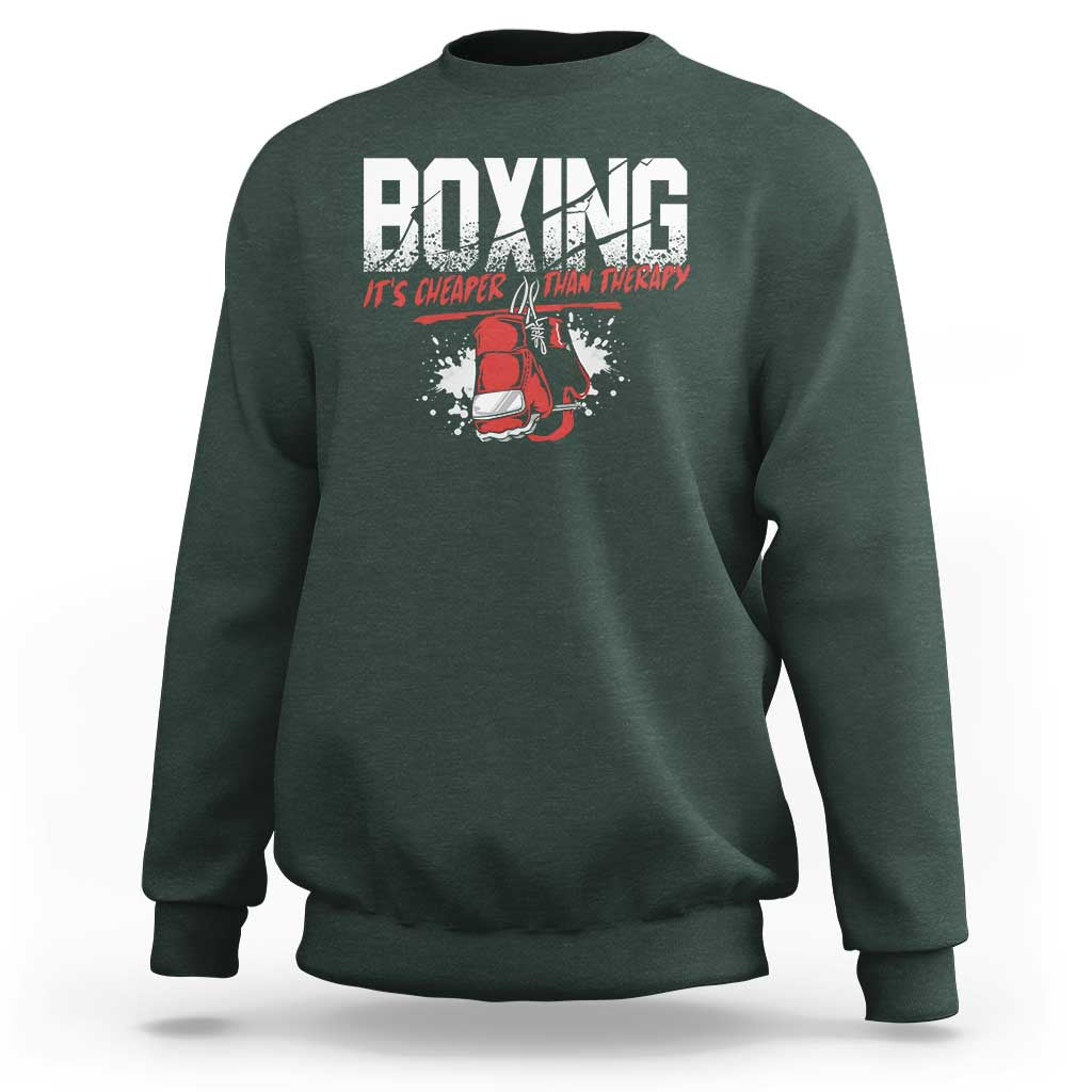 Boxing Cheaper Than Therapy Sweatshirt - Wonder Print Shop