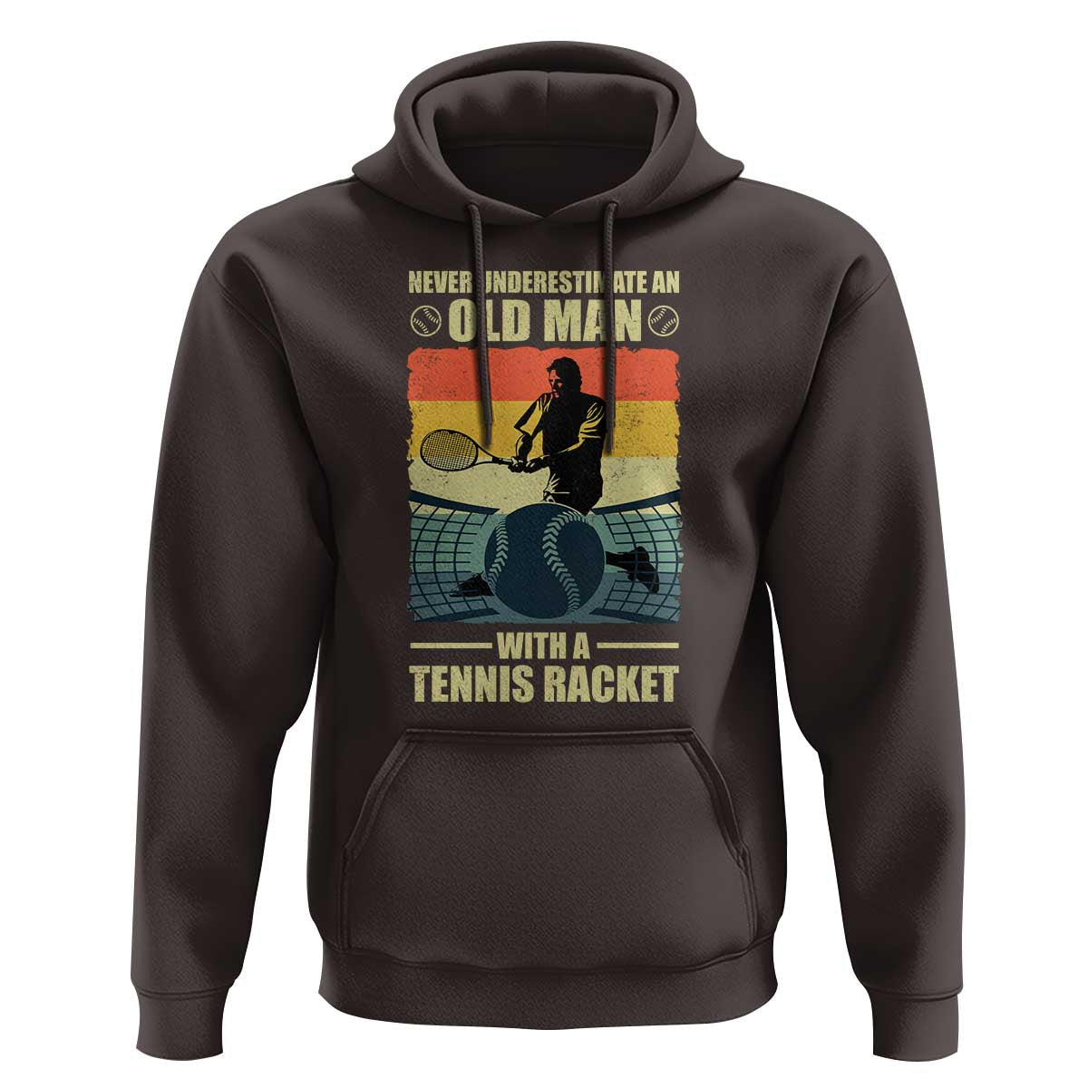 Funny Tennis Hoodie Never Underestimate An Old Man With A Tennis Racket - Wonder Print Shop