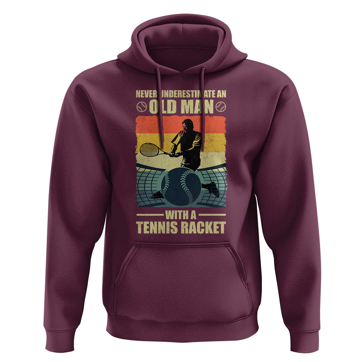 Funny Tennis Hoodie Never Underestimate An Old Man With A Tennis Racket - Wonder Print Shop