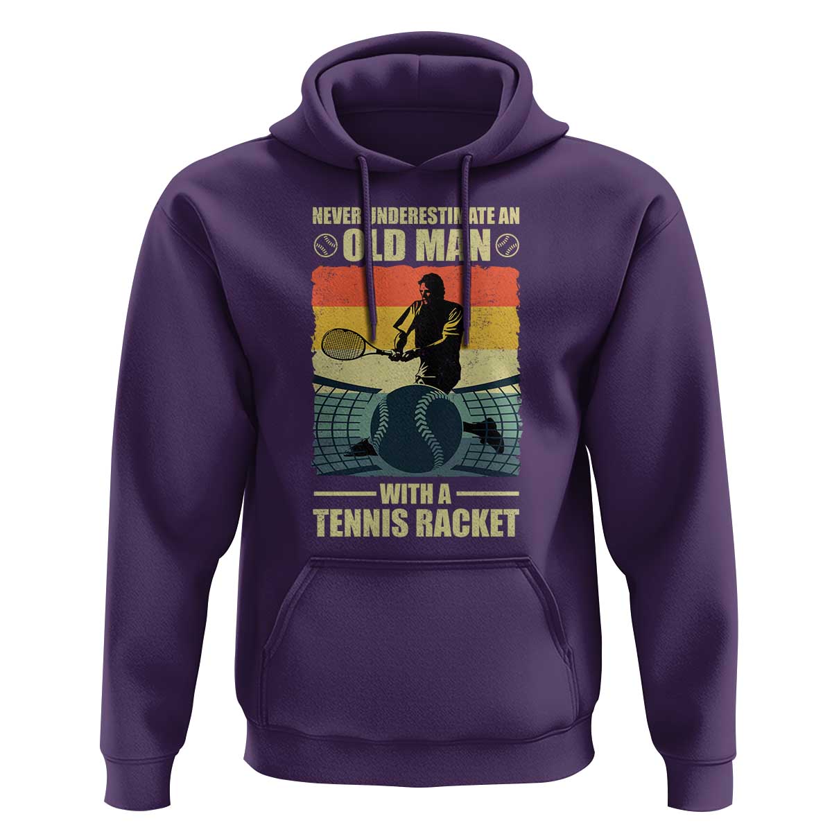Funny Tennis Hoodie Never Underestimate An Old Man With A Tennis Racket - Wonder Print Shop