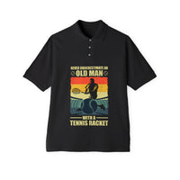 Funny Tennis Polo Shirt Never Underestimate An Old Man With A Tennis Racket - Wonder Print Shop