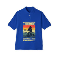 Funny Tennis Polo Shirt Never Underestimate An Old Man With A Tennis Racket - Wonder Print Shop