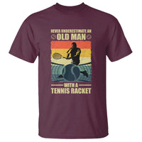 Funny Tennis T Shirt Never Underestimate An Old Man With A Tennis Racket - Wonder Print Shop