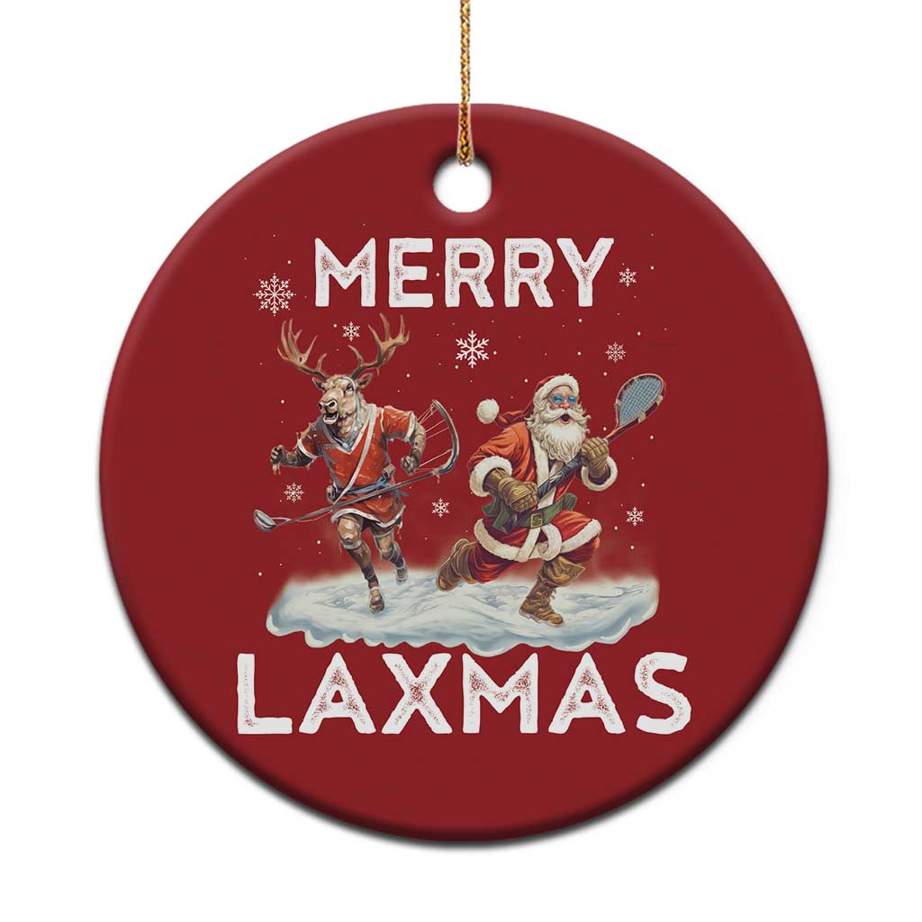 Xmas Lacrosse Christmas Ornament Merry LAXMAS Santa Reindeer Lacrosse Player - Wonder Print Shop