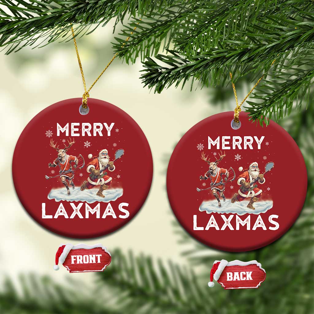 Xmas Lacrosse Christmas Ornament Merry LAXMAS Santa Reindeer Lacrosse Player - Wonder Print Shop