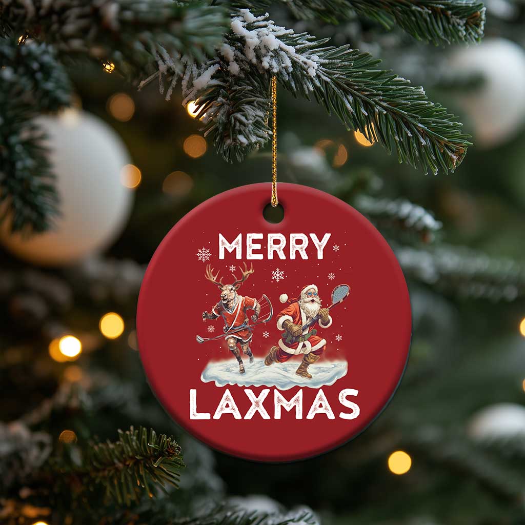 Xmas Lacrosse Christmas Ornament Merry LAXMAS Santa Reindeer Lacrosse Player - Wonder Print Shop