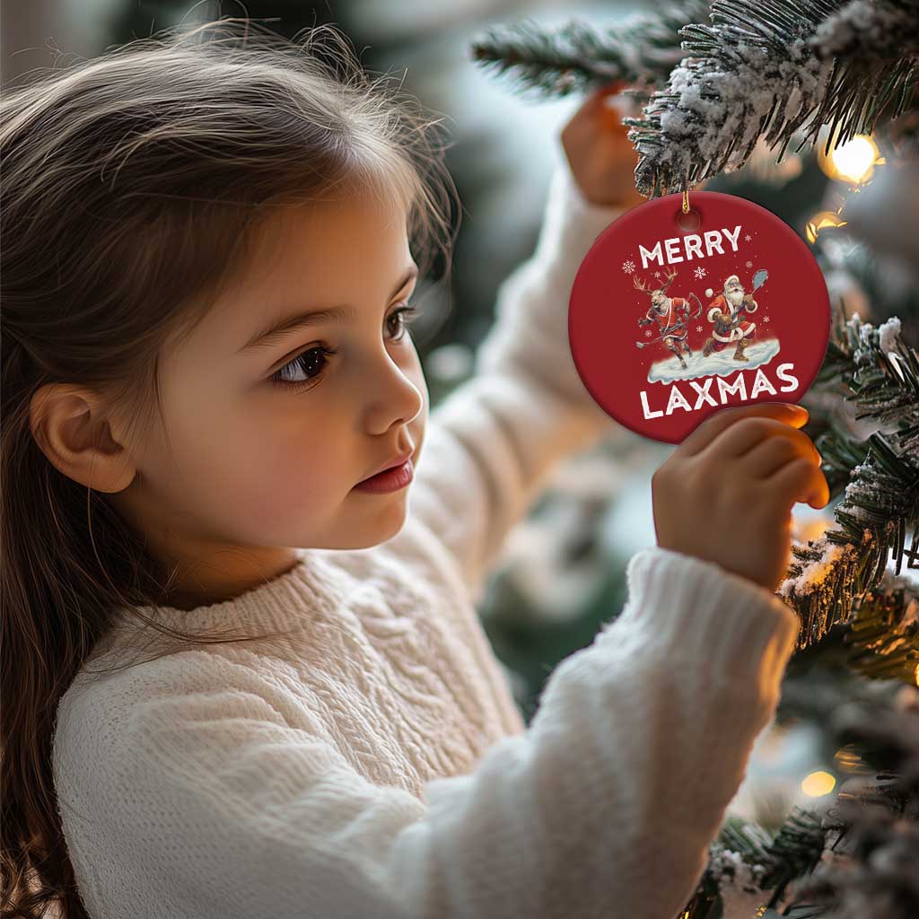 Xmas Lacrosse Christmas Ornament Merry LAXMAS Santa Reindeer Lacrosse Player - Wonder Print Shop