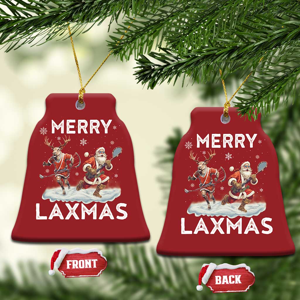 Xmas Lacrosse Christmas Ornament Merry LAXMAS Santa Reindeer Lacrosse Player - Wonder Print Shop