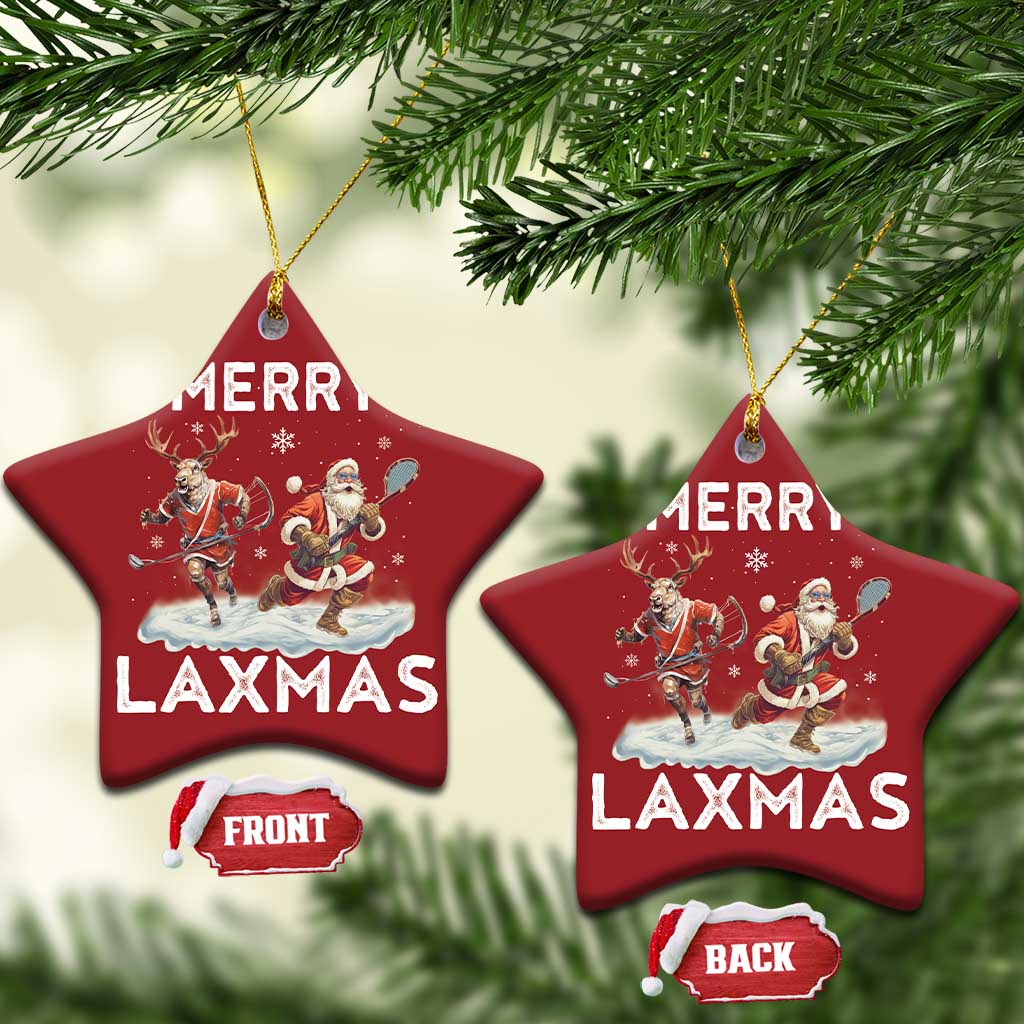 Xmas Lacrosse Christmas Ornament Merry LAXMAS Santa Reindeer Lacrosse Player - Wonder Print Shop