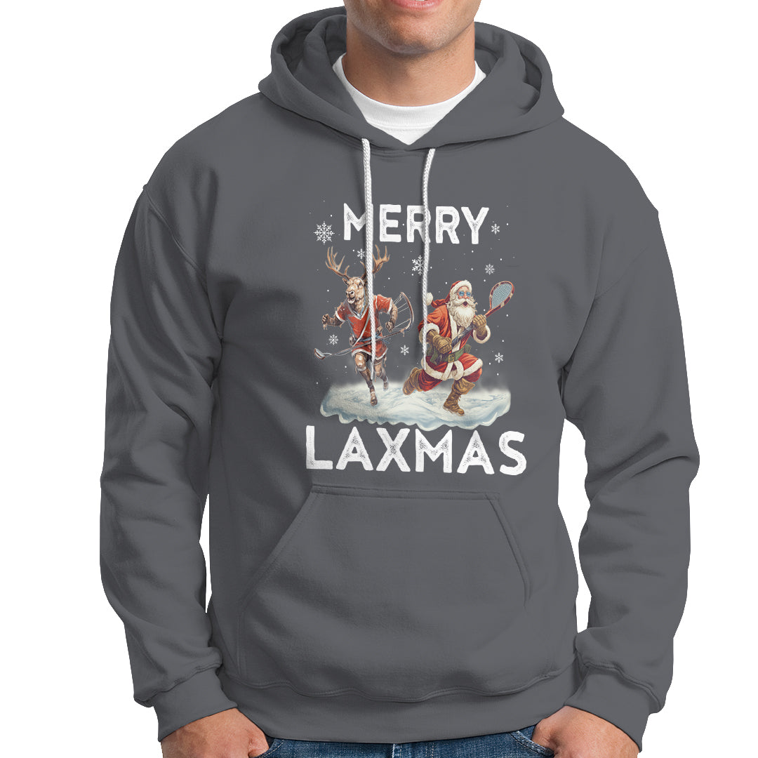 Christmas Sport Hoodie Merry LAXMAS Santa Reindeer Play Lacrosse - Wonder Print Shop