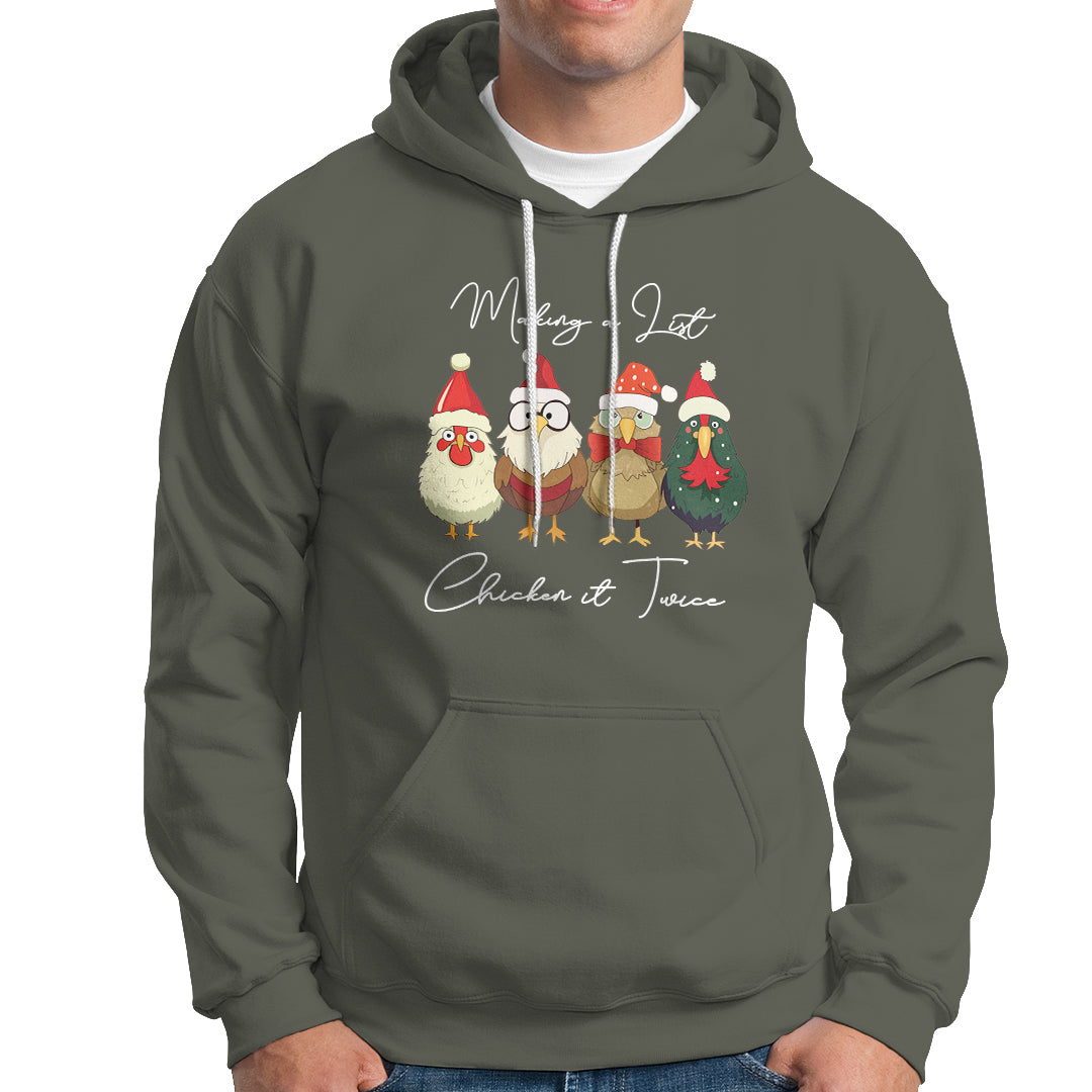 Christmas Hoodie Making A List Chicken It Twice Cute Santa Cuck - Wonder Print Shop