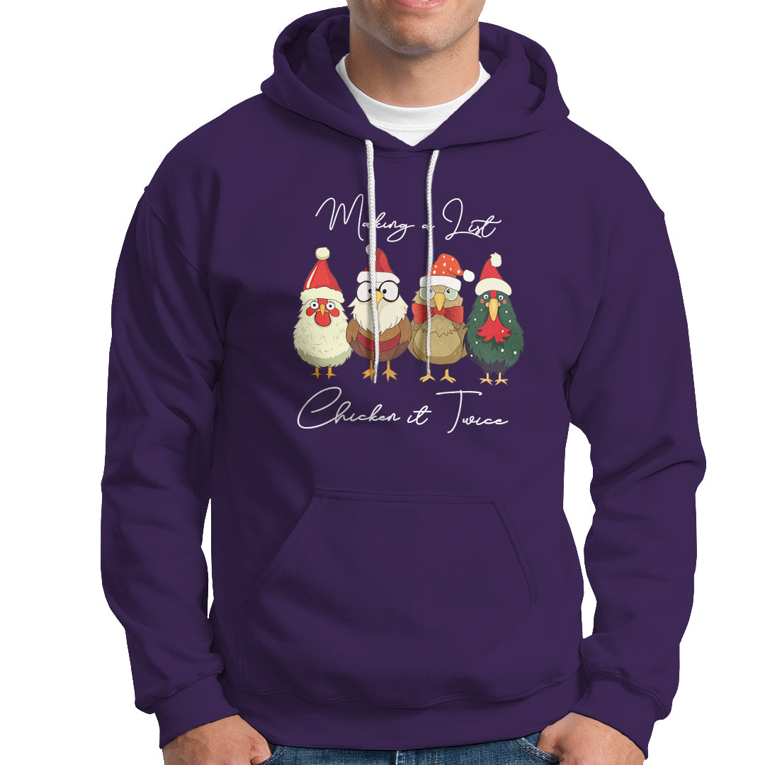 Christmas Hoodie Making A List Chicken It Twice Cute Santa Cuck - Wonder Print Shop