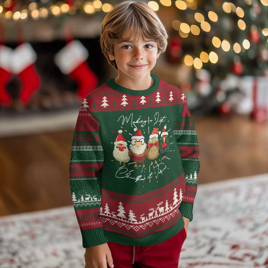 Funny Xmas Farmer Ugly Christmas Sweater Making A List Chicken It Twice - Wonder Print Shop