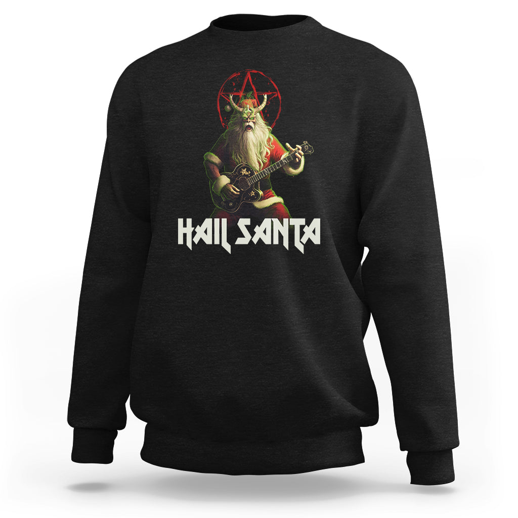 Hail Santa Sleigher Heavy Metal Ugly Christmas Sweatshirt - Wonder Print Shop