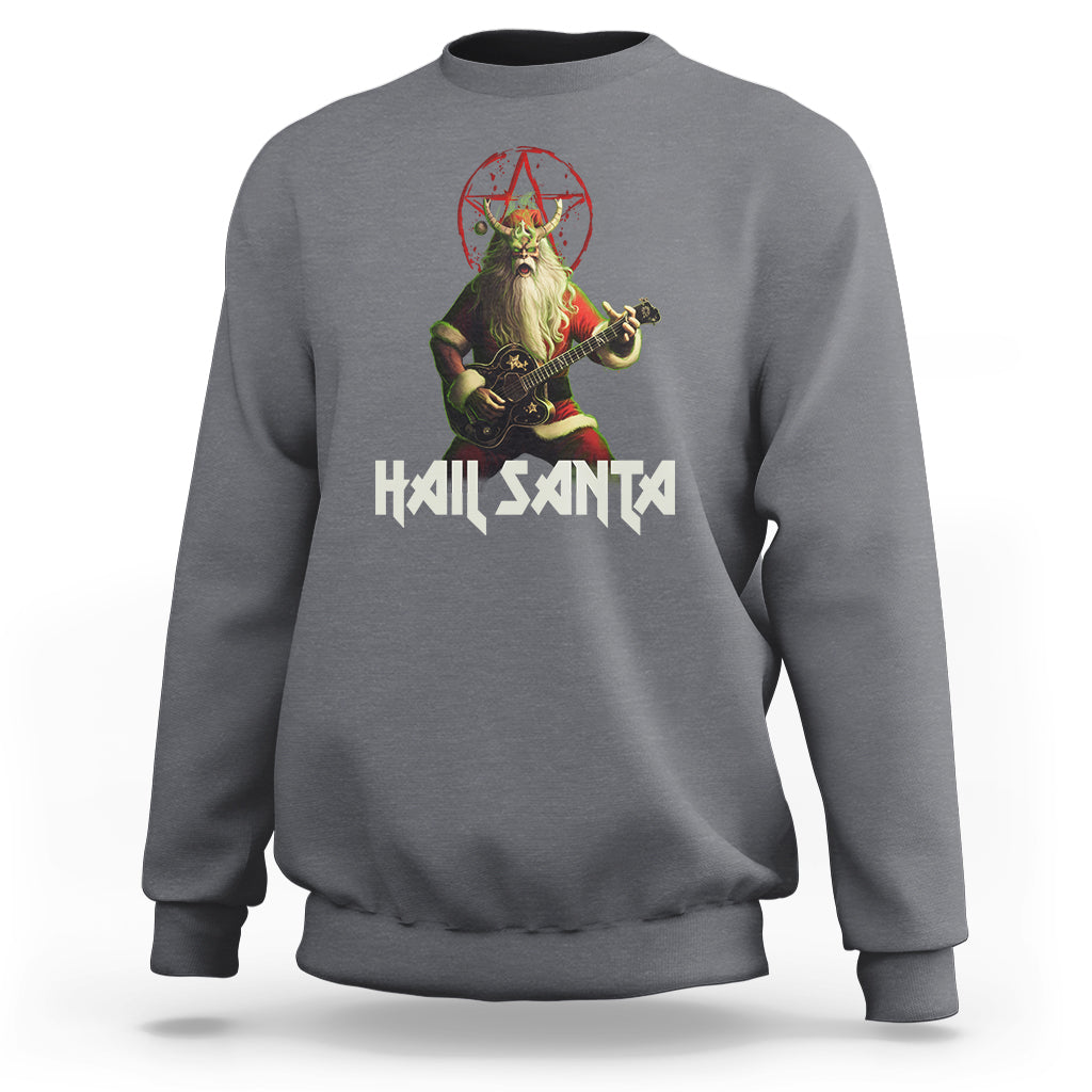 Hail Santa Sleigher Heavy Metal Ugly Christmas Sweatshirt - Wonder Print Shop