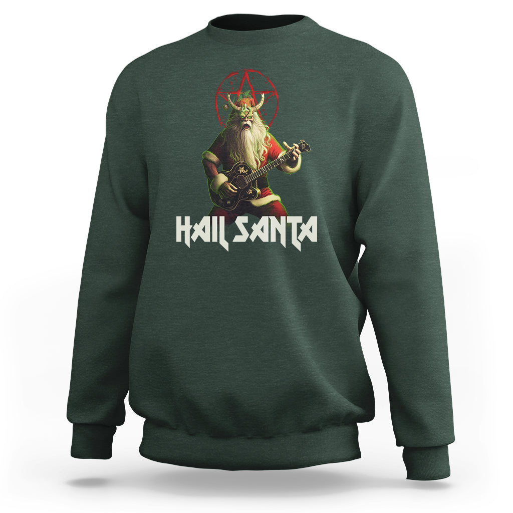 Hail Santa Sleigher Heavy Metal Ugly Christmas Sweatshirt - Wonder Print Shop