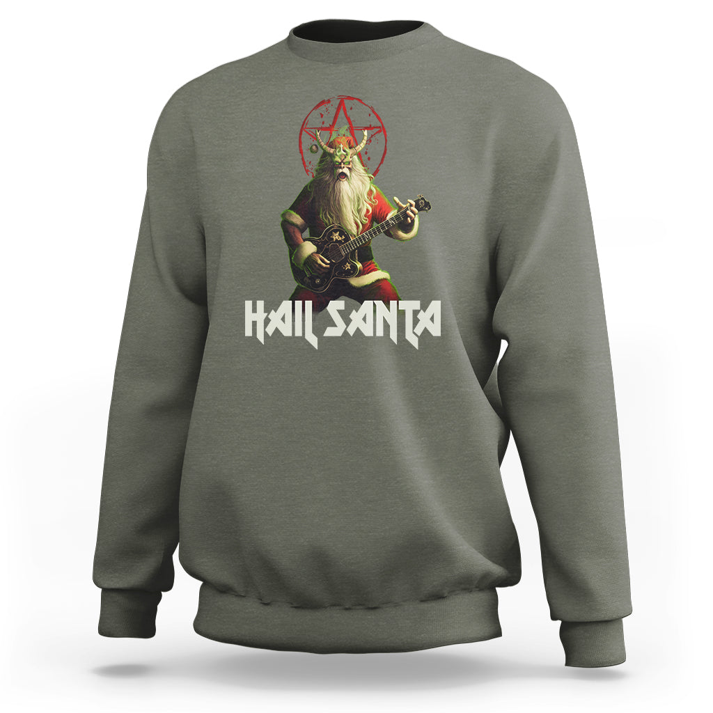 Hail Santa Sleigher Heavy Metal Ugly Christmas Sweatshirt - Wonder Print Shop