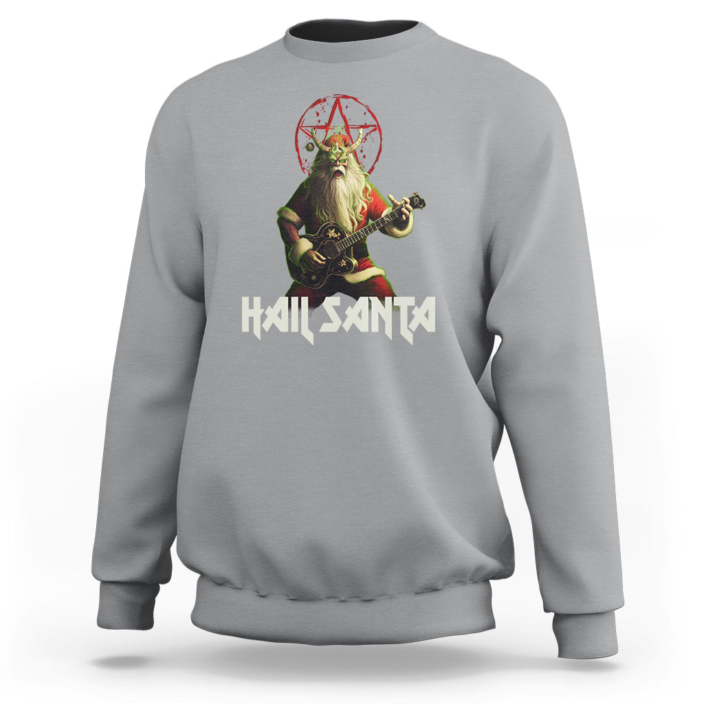 Hail Santa Sleigher Heavy Metal Ugly Christmas Sweatshirt - Wonder Print Shop