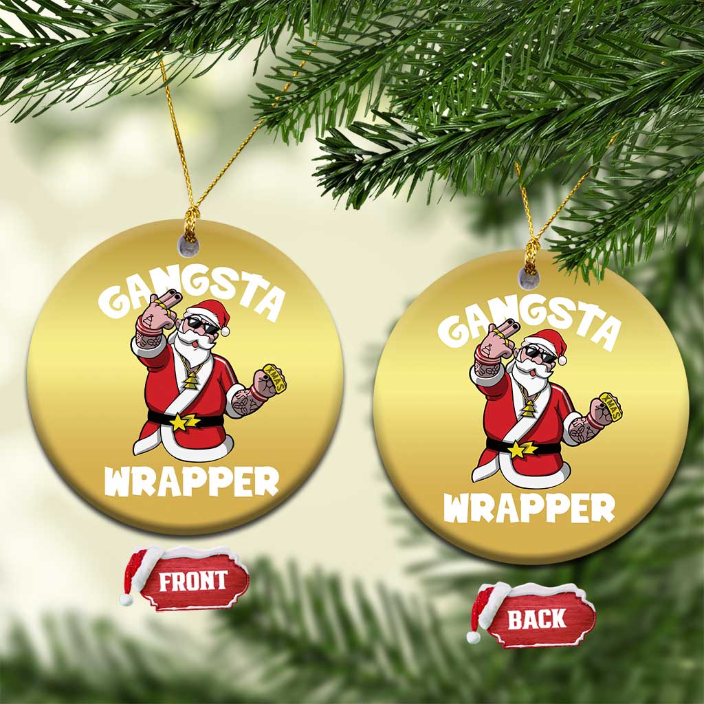 Gangsta Wrapper Funny Xmas Santa Hip Hop Christmas Ornament - Wonder Print Shop
