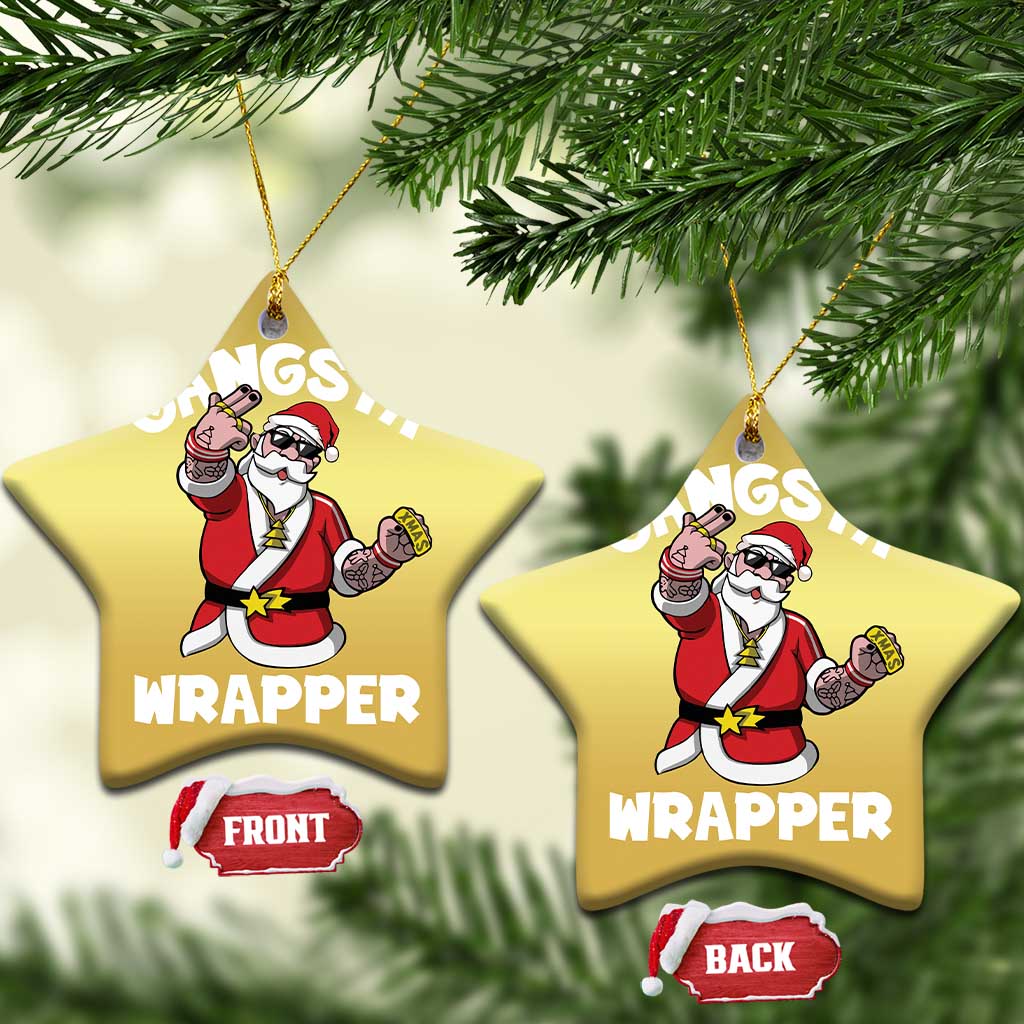 Gangsta Wrapper Funny Xmas Santa Hip Hop Christmas Ornament - Wonder Print Shop