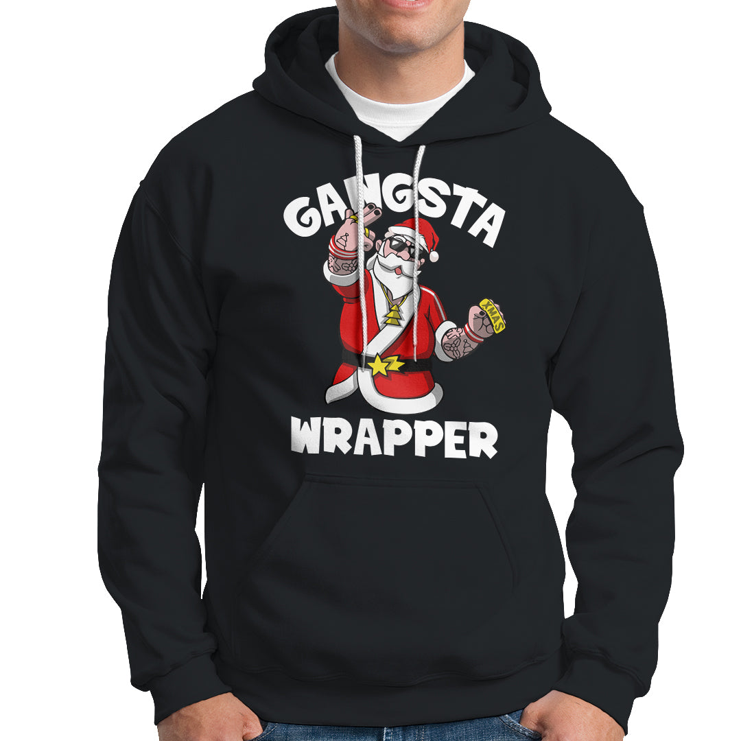 Christmas Hoodie Gangsta Wrapper Funny Santa Hip Hop - Wonder Print Shop