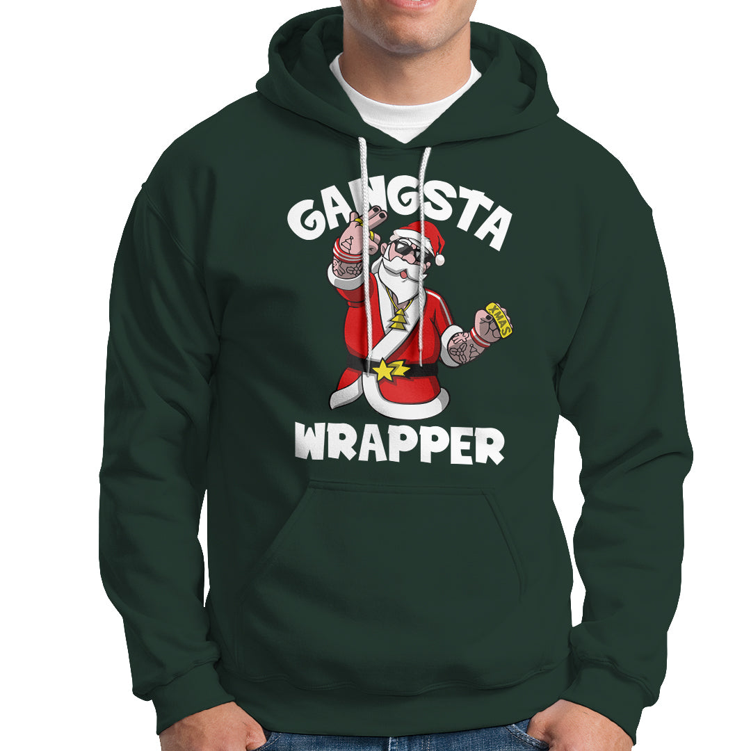 Christmas Hoodie Gangsta Wrapper Funny Santa Hip Hop - Wonder Print Shop