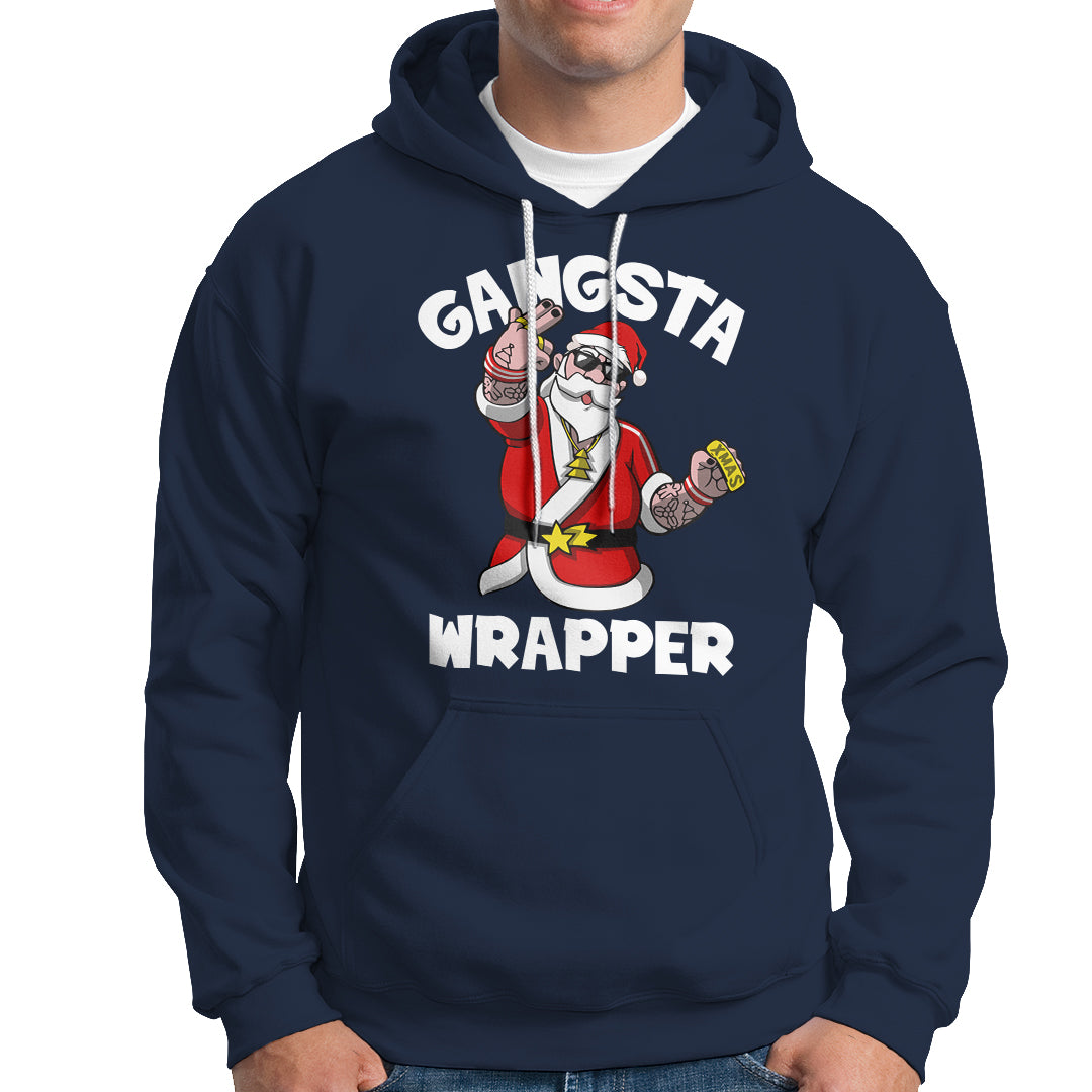 Christmas Hoodie Gangsta Wrapper Funny Santa Hip Hop - Wonder Print Shop