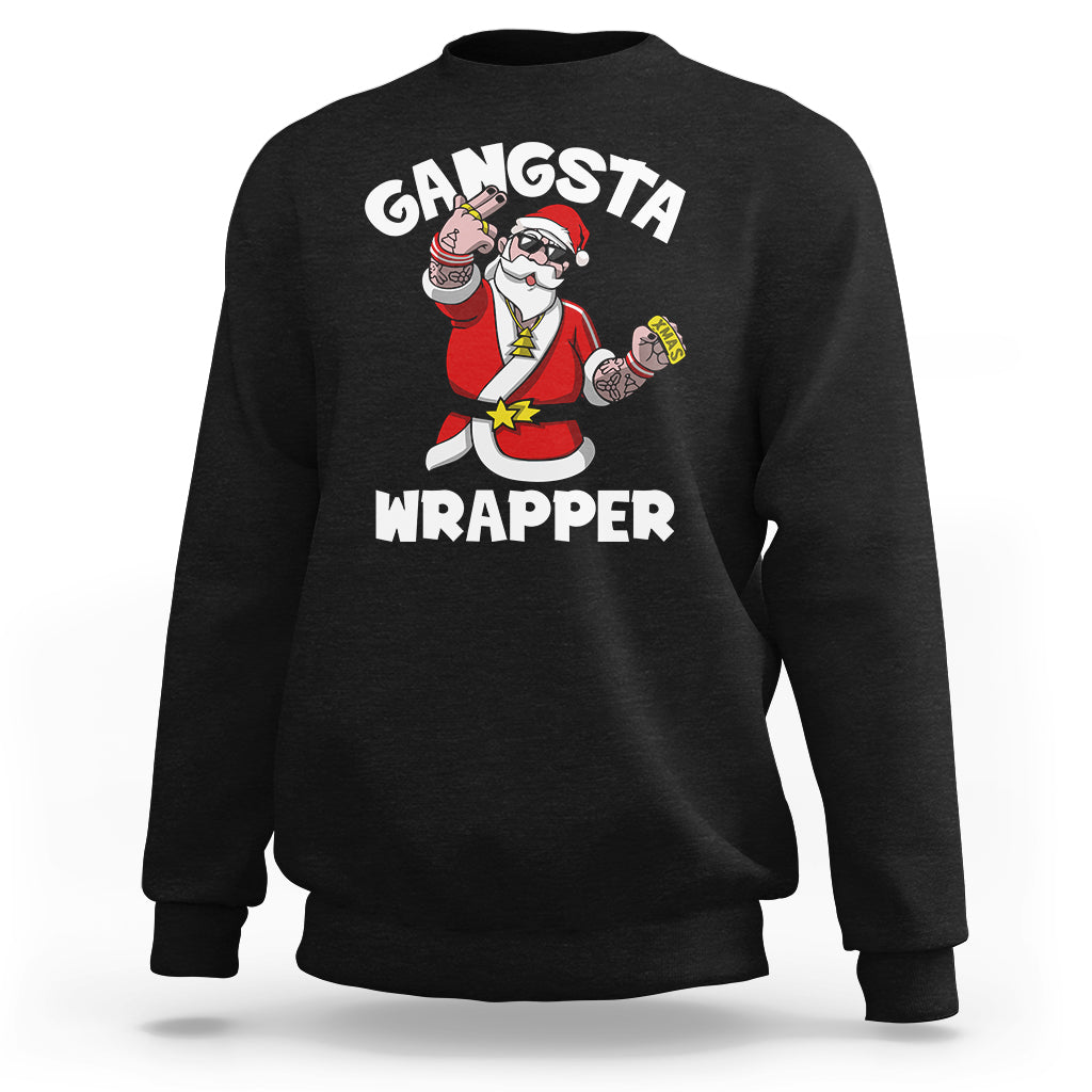 Christmas Sweatshirt Gangsta Wrapper Funny Santa Hip Hop - Wonder Print Shop
