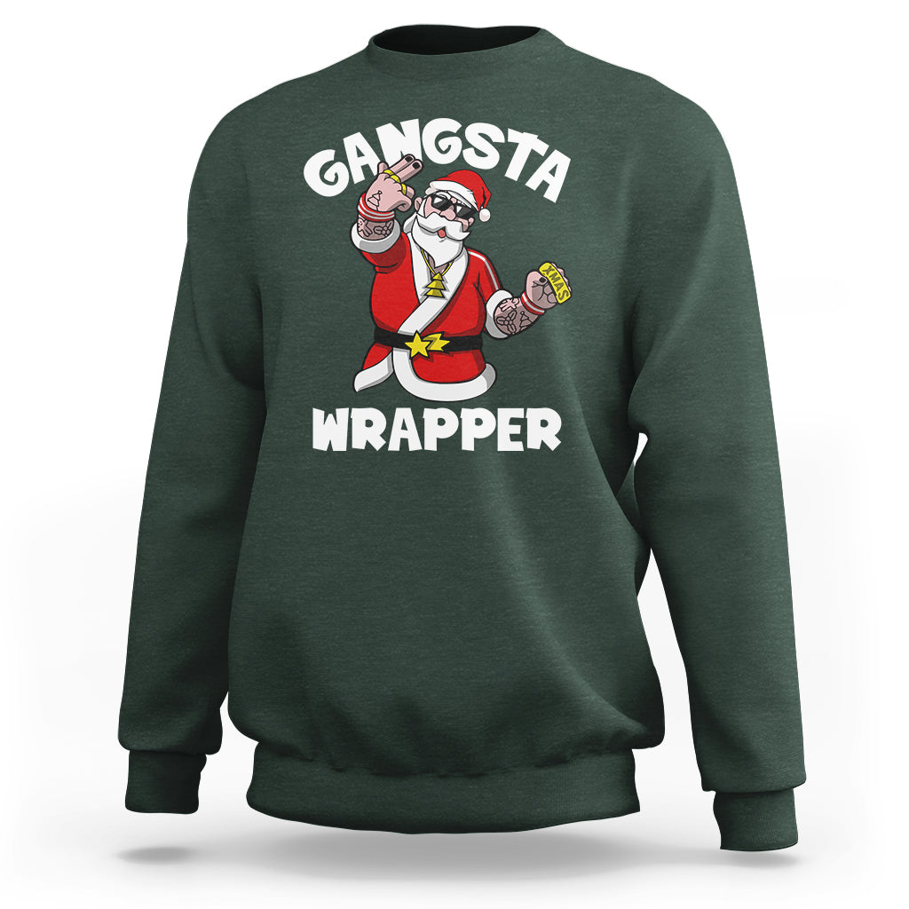 Christmas Sweatshirt Gangsta Wrapper Funny Santa Hip Hop - Wonder Print Shop