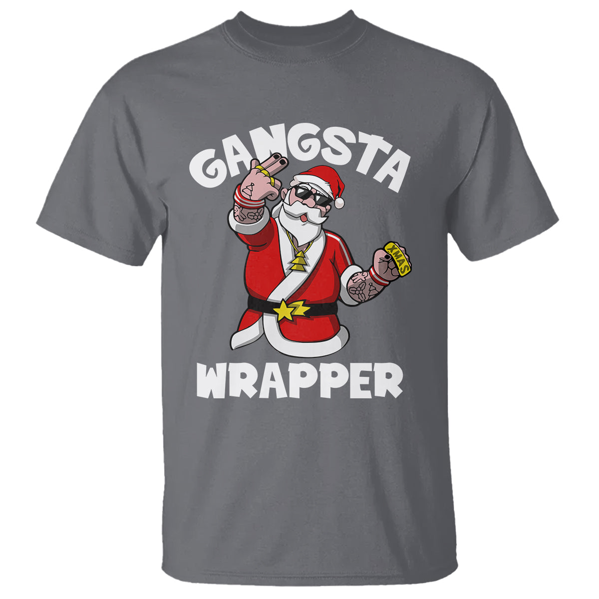 Christmas T Shirt Gangsta Wrapper Funny Santa Hip Hop - Wonder Print Shop