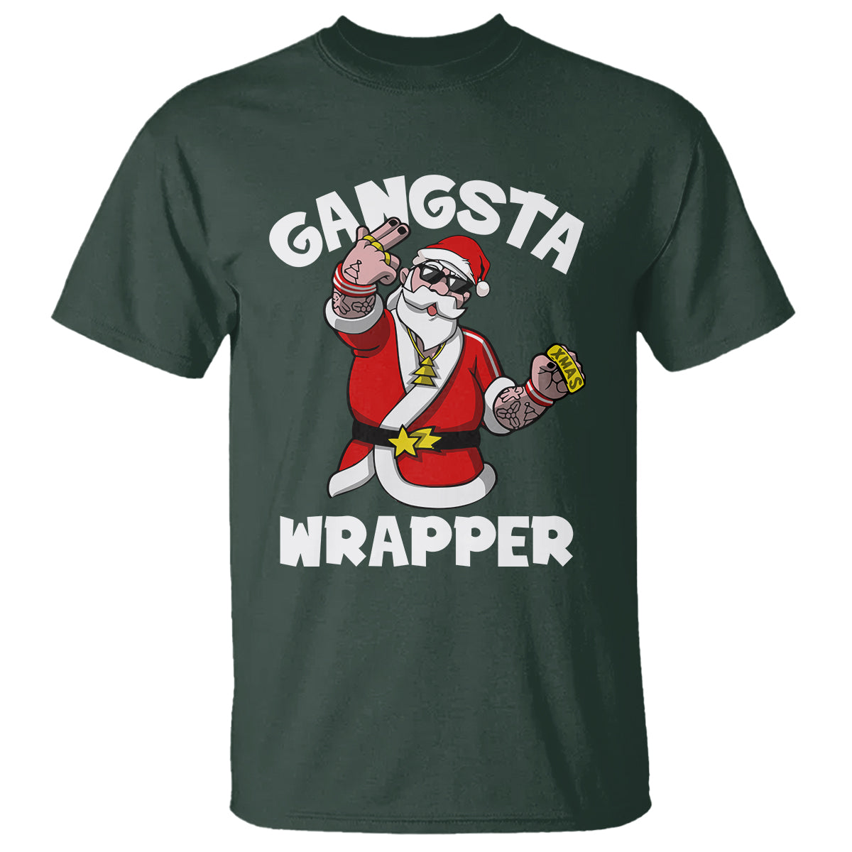 Christmas T Shirt Gangsta Wrapper Funny Santa Hip Hop - Wonder Print Shop