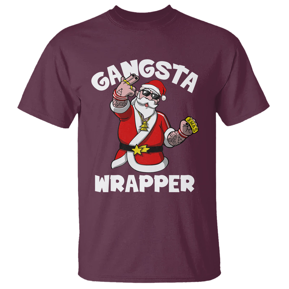 Christmas T Shirt Gangsta Wrapper Funny Santa Hip Hop - Wonder Print Shop