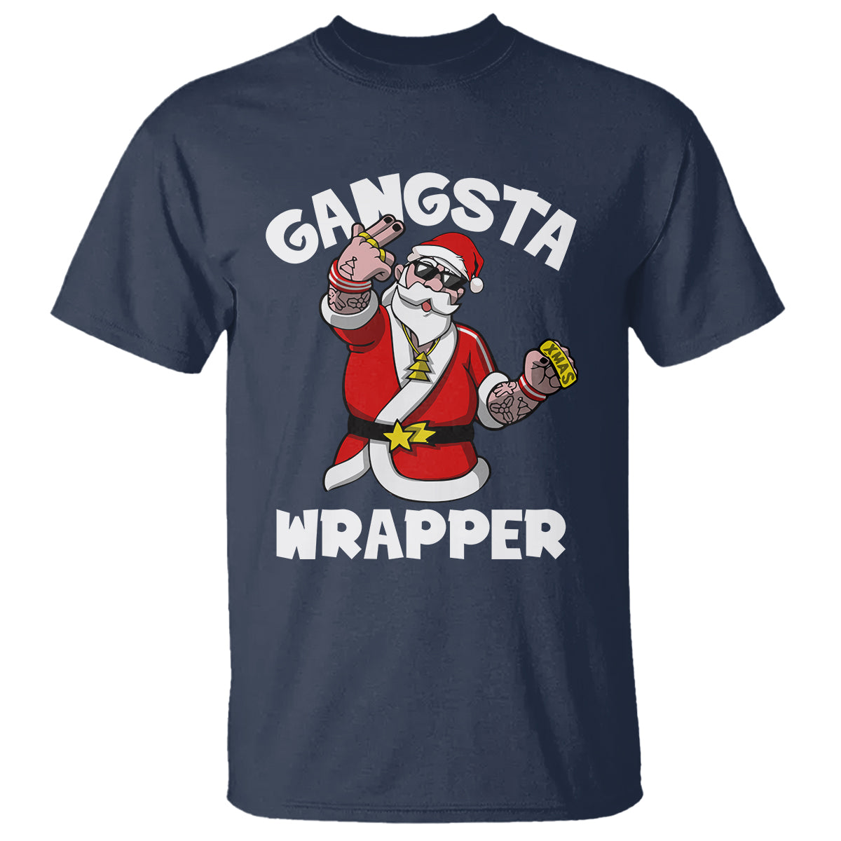 Christmas T Shirt Gangsta Wrapper Funny Santa Hip Hop - Wonder Print Shop