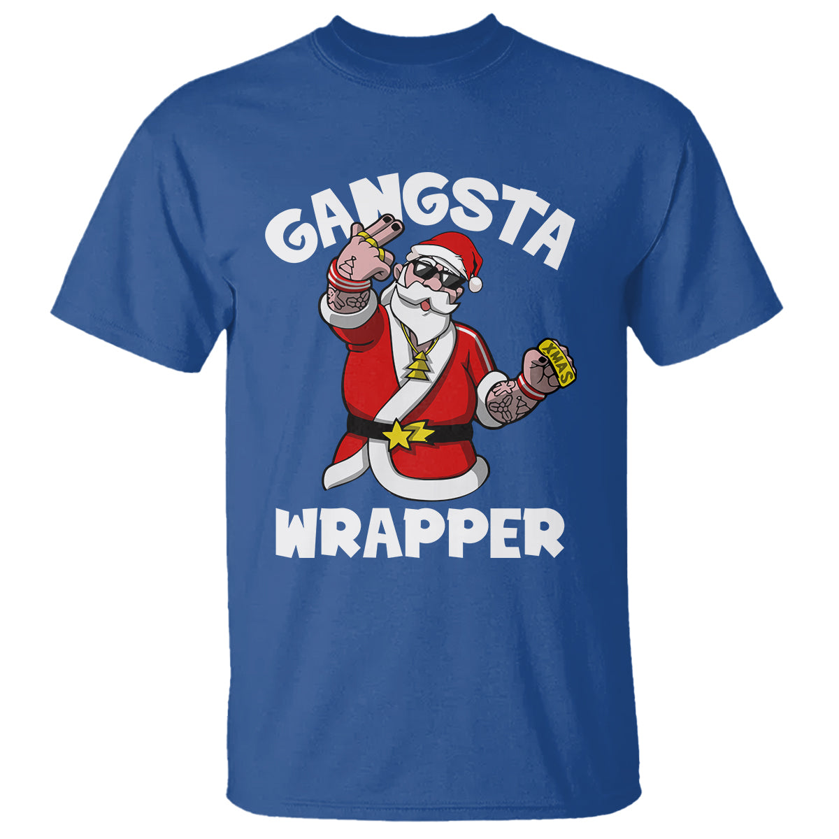 Christmas T Shirt Gangsta Wrapper Funny Santa Hip Hop - Wonder Print Shop