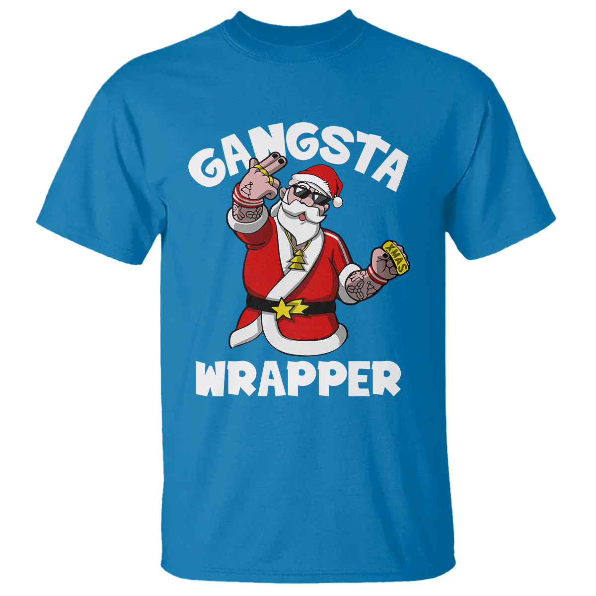 Christmas T Shirt Gangsta Wrapper Funny Santa Hip Hop - Wonder Print Shop
