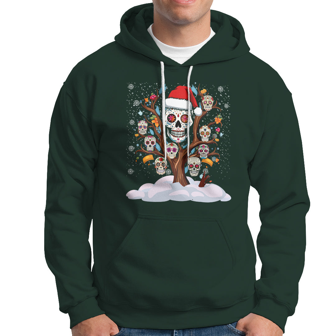 Christmas Hoodie Sugar Skull On Tree Funny Xmas - Wonder Print Shop