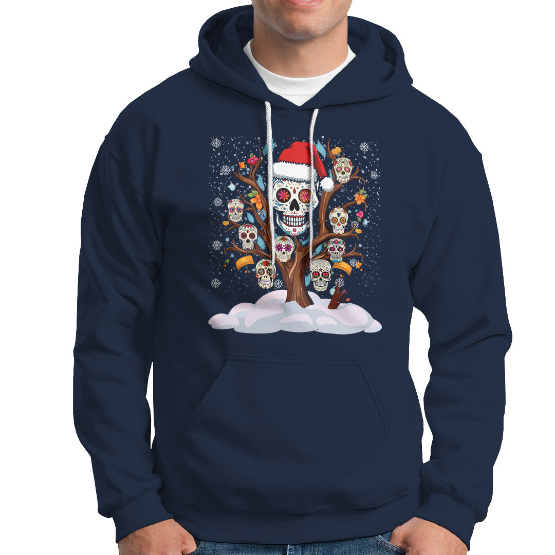 Christmas Hoodie Sugar Skull On Tree Funny Xmas - Wonder Print Shop