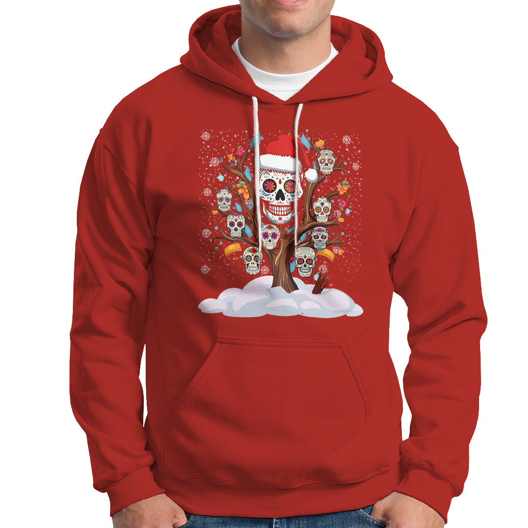 Christmas Hoodie Sugar Skull On Tree Funny Xmas - Wonder Print Shop
