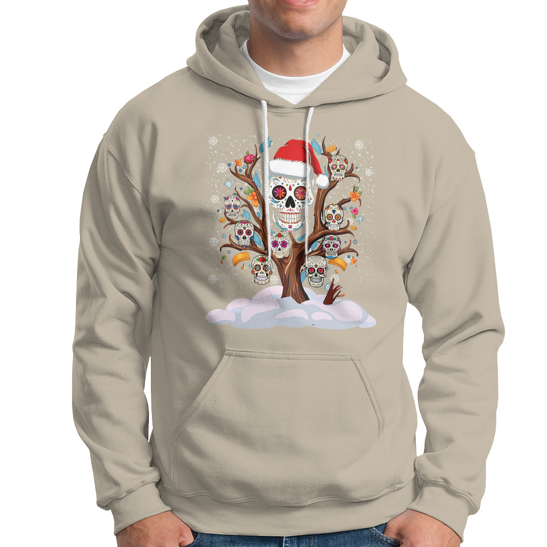Christmas Hoodie Sugar Skull On Tree Funny Xmas - Wonder Print Shop