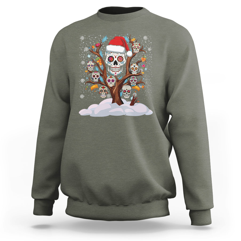 Christmas Sweatshirt Sugar Skull On Tree Funny Xmas - Wonder Print Shop