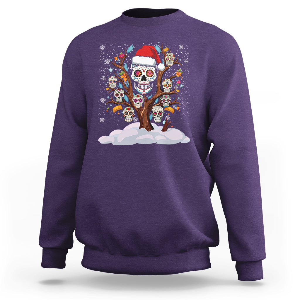 Christmas Sweatshirt Sugar Skull On Tree Funny Xmas - Wonder Print Shop