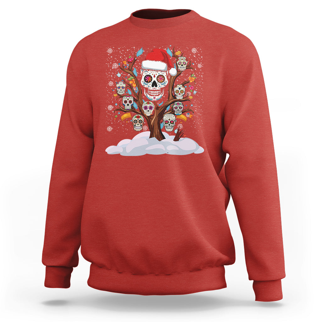 Christmas Sweatshirt Sugar Skull On Tree Funny Xmas - Wonder Print Shop