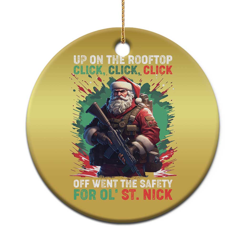 Xmas Veteran Christmas Ornament Up On The Rooftop Click Click Click Santa Patriotic - Wonder Print Shop