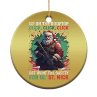 Xmas Veteran Christmas Ornament Up On The Rooftop Click Click Click Santa Patriotic - Wonder Print Shop