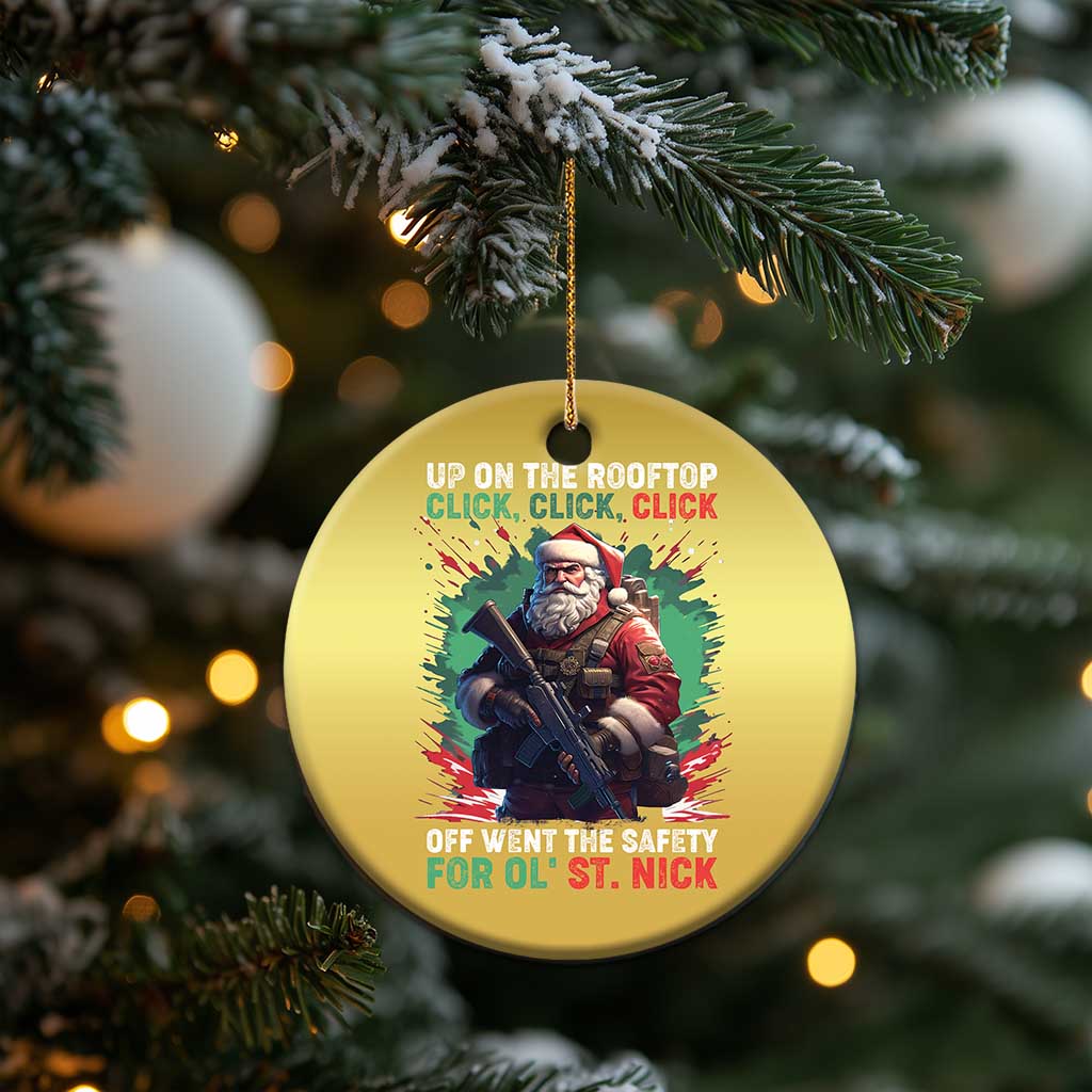 Xmas Veteran Christmas Ornament Up On The Rooftop Click Click Click Santa Patriotic - Wonder Print Shop